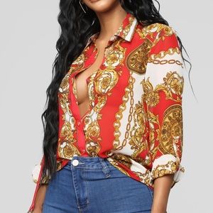 (NWT) Fashion Nova Rover Printed Button Shirt